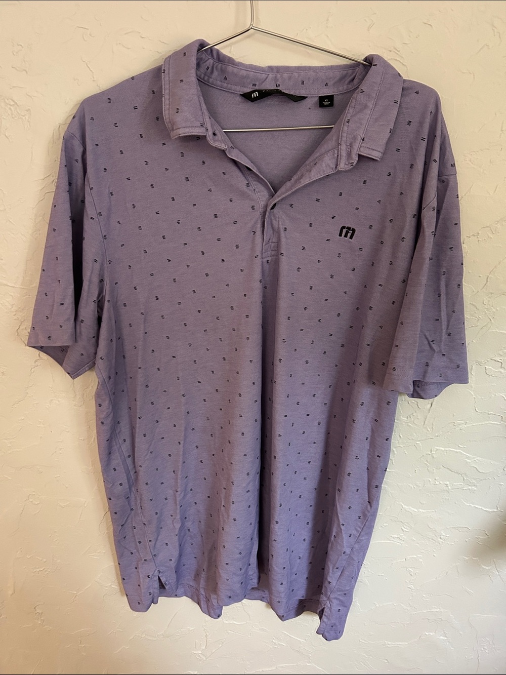 Travis Mathew Men's Polo Shirt - Lavender Microprint
